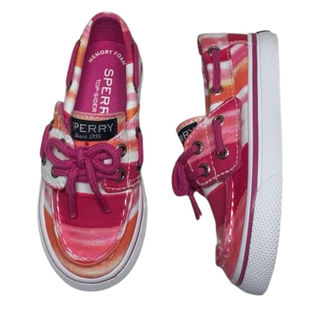Sperry Kid’s Bahama Jr. Pink and White Boat Shoes Sneakers Size 7